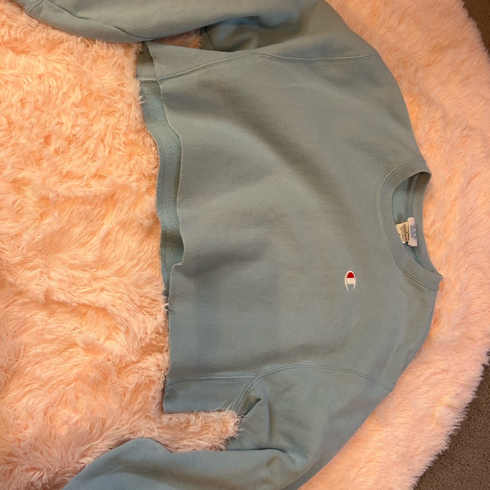 Champion Women's Blue Cropped Sweatshirt